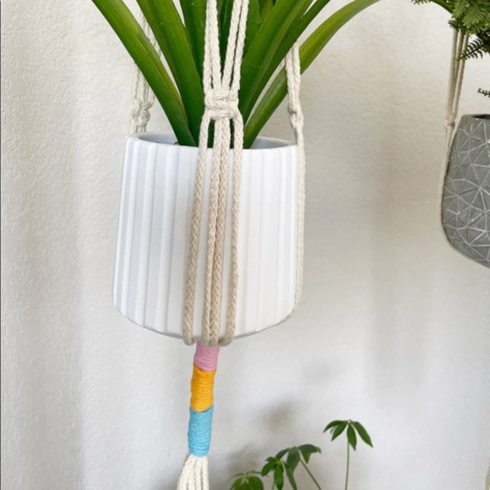 Pastel Rainbow Macrame Plant Hangers - Picture 7 of 7